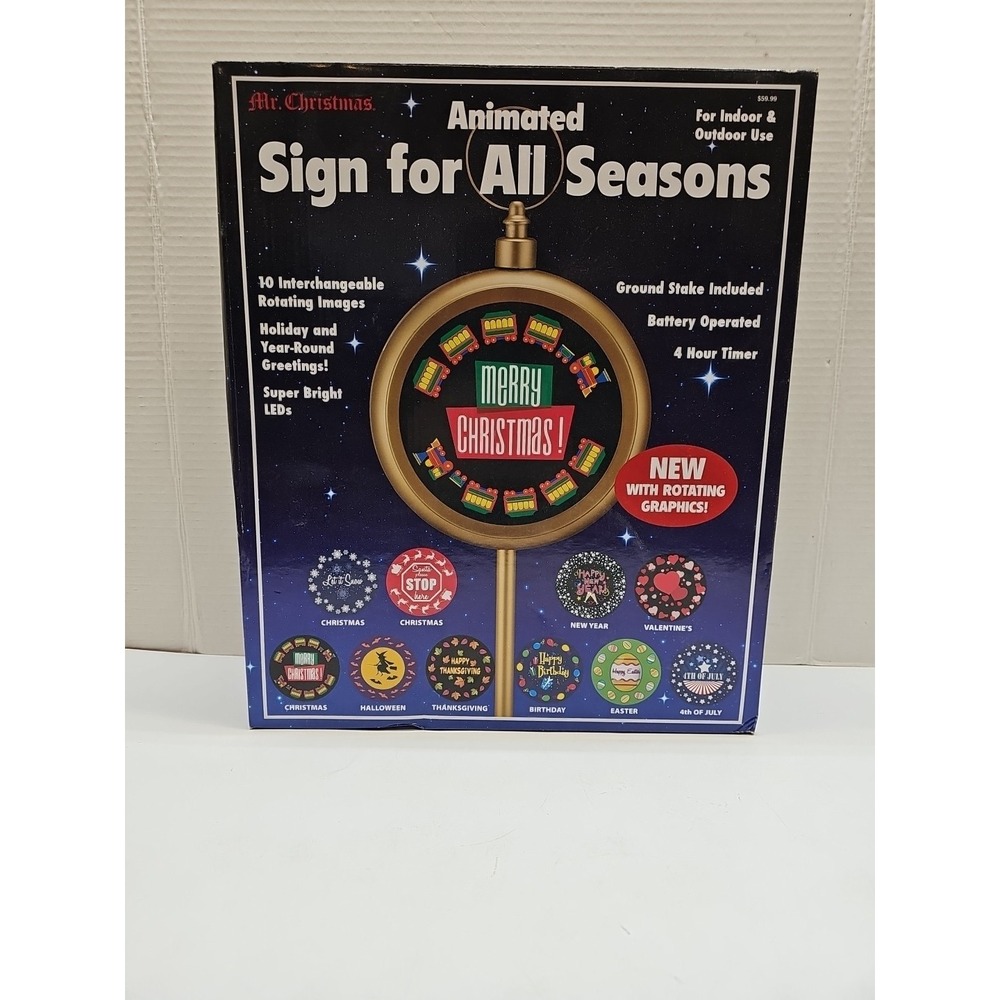 MR. CHRISTMAS Animated Sign For All Seasons BRIGHT LED Indoor Outdoor Use NEW